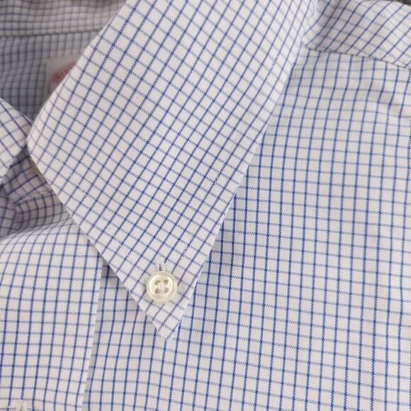 Brooks Brothers Non-Iron 15 4/5 Blue Check Cotton Button-Down Long Sleeve Pocket - Picture 7 of 16